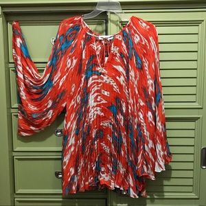 Micheal Kors Accordion Papaya Blouse